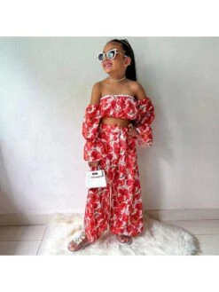 Flower High Rise Wide Leg Girl Clothing Sets -Kids Clothing Shop P 20240608115614273 195