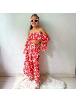 Flower High Rise Wide Leg Girl Clothing Sets -Kids Clothing Shop P 20240608115614886 183