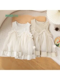 Solid Color Round Neck Cotton Girl Dresses -Kids Clothing Shop P 20240608134007176 856