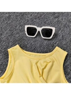 Solid Color Crewneck Cropped Girl Clothing Sets -Kids Clothing Shop P 20240611090012955 649