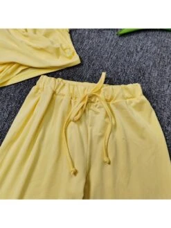 Solid Color Crewneck Cropped Girl Clothing Sets -Kids Clothing Shop P 20240611090013581 498