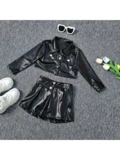Solid Color PU A-line Girl Clothing Sets 14 Solid Color PU A-line Girl Clothing Sets -Kids Clothing Shop P 20240611091612726 315