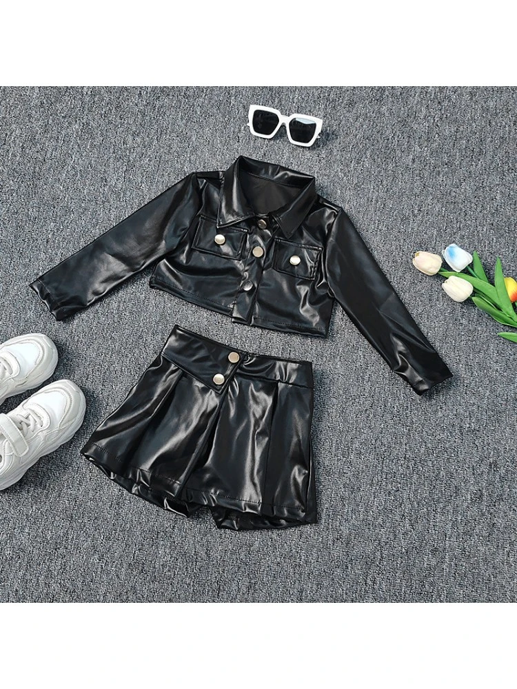 Solid Color PU A-line Girl Clothing Sets 5 Solid Color PU A-line Girl Clothing Sets - Image 5