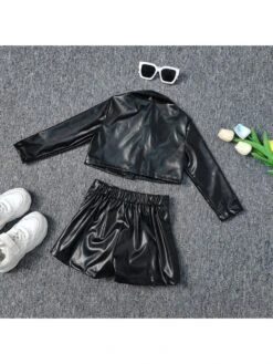 Solid Color PU A-line Girl Clothing Sets 15 Solid Color PU A-line Girl Clothing Sets -Kids Clothing Shop P 20240611091613475 387