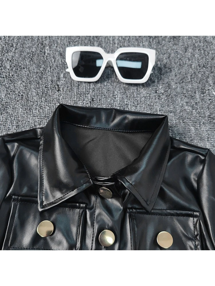 Solid Color PU A-line Girl Clothing Sets 7 Solid Color PU A-line Girl Clothing Sets - Image 7