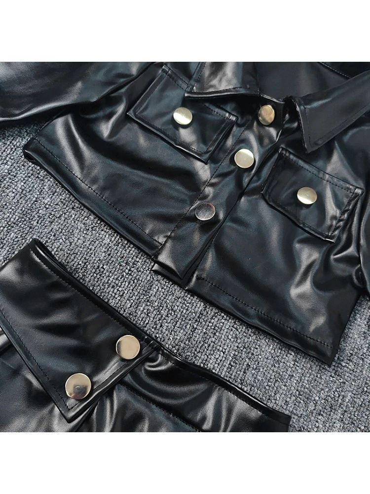 Solid Color PU A-line Girl Clothing Sets 8 Solid Color PU A-line Girl Clothing Sets - Image 8