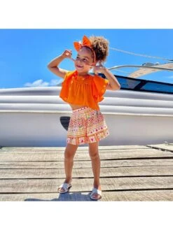 Print Ruffle Crewneck A-line Girl Clothing Sets -Kids Clothing Shop P 20240611103202701 836