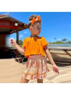 Print Ruffle Crewneck A-line Girl Clothing Sets -Kids Clothing Shop P 20240611103203298 588