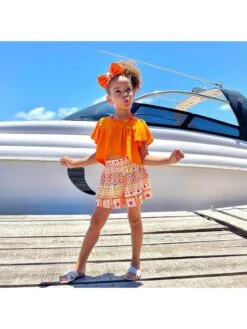 Print Ruffle Crewneck A-line Girl Clothing Sets -Kids Clothing Shop P 20240611103203935 849