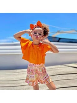 Print Ruffle Crewneck A-line Girl Clothing Sets -Kids Clothing Shop P 20240611103204593 383
