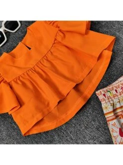 Print Ruffle Crewneck A-line Girl Clothing Sets -Kids Clothing Shop P 20240611103207324 204