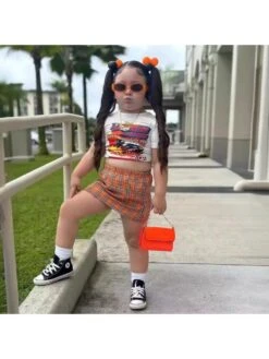 Plaid Crewneck Fitted Girl Clothing Sets -Kids Clothing Shop P 20240611105227779 496