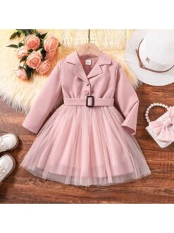 Patchwork Solid Color Single Breasted Girl Dresses