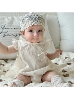 Flower Lacework Single Breasted Rompers