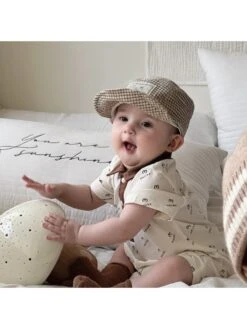 Short Sleeve Cotton Single Breasted Rompers