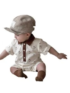 Short Sleeve Cotton Single Breasted Rompers -Kids Clothing Shop P 20240611114805618 475
