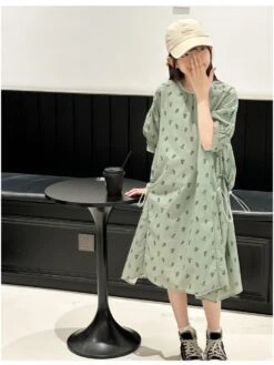 Flower Crewneck Three-quarter Sleeve Girl Dresses -Kids Clothing Shop P 20240611115604039 854