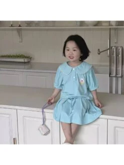 Cartoon Pleated Two Buttons Girl Clothing Sets -Kids Clothing Shop P 20240611140031451 573