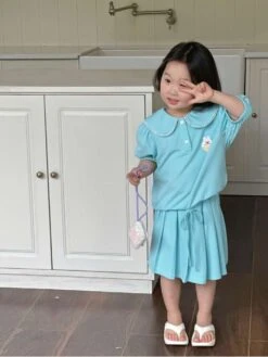 Cartoon Pleated Two Buttons Girl Clothing Sets -Kids Clothing Shop P 20240611140032049 959