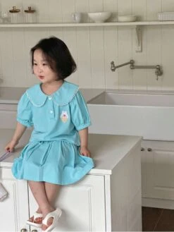 Cartoon Pleated Two Buttons Girl Clothing Sets -Kids Clothing Shop P 20240611140033492 278