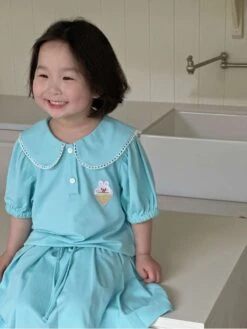 Cartoon Pleated Two Buttons Girl Clothing Sets -Kids Clothing Shop P 20240611140034327 767