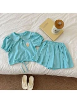 Cartoon Pleated Two Buttons Girl Clothing Sets -Kids Clothing Shop P 20240611140035827 219