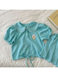 Cartoon Pleated Two Buttons Girl Clothing Sets -Kids Clothing Shop P 20240611140036683 695
