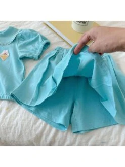 Cartoon Pleated Two Buttons Girl Clothing Sets -Kids Clothing Shop P 20240611140038744 665
