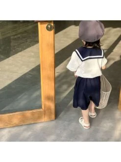 Navy Colorblock Doll Collar Cotton Girl Clothing Sets -Kids Clothing Shop P 20240611143242189 179
