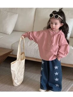 Solid Color Hooded Loose Girl Coat -Kids Clothing Shop P 20240611144018025 864