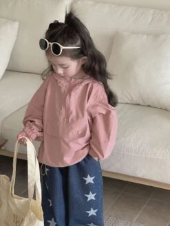 Solid Color Hooded Loose Girl Coat -Kids Clothing Shop P 20240611144019345 399