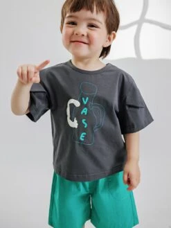 Animal Figure Crewneck Cotton Boy Clothing Sets