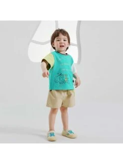 Colorblock Crewneck Loose Boy Clothing Sets