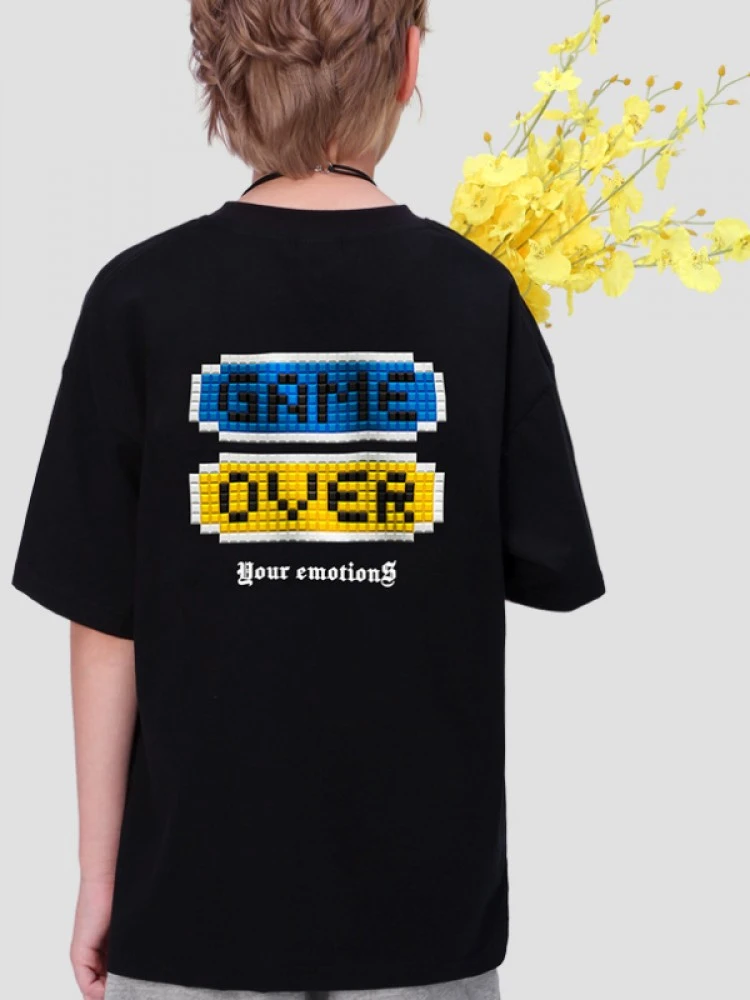 Cartoon Pattern Letter Pattern Crewneck Boy Tops 2 Cartoon Pattern Letter Pattern Crewneck Boy Tops - Image 2