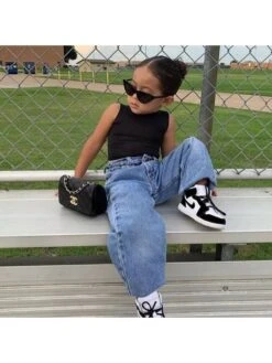 Solid Color Crewneck Girl Clothing Sets