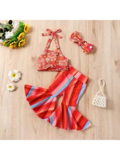 Flared Colorblock Flower Leisure Girl Clothing Sets -Kids Clothing Shop P 20240612103250611 713