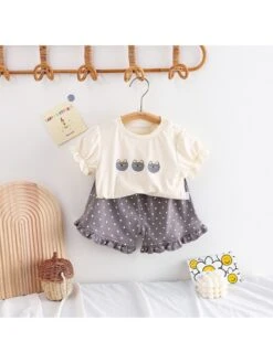 Crewneck Short Sleeve Cotton Sets