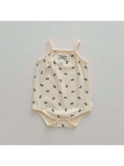 Flower Striped Cotton Rompers