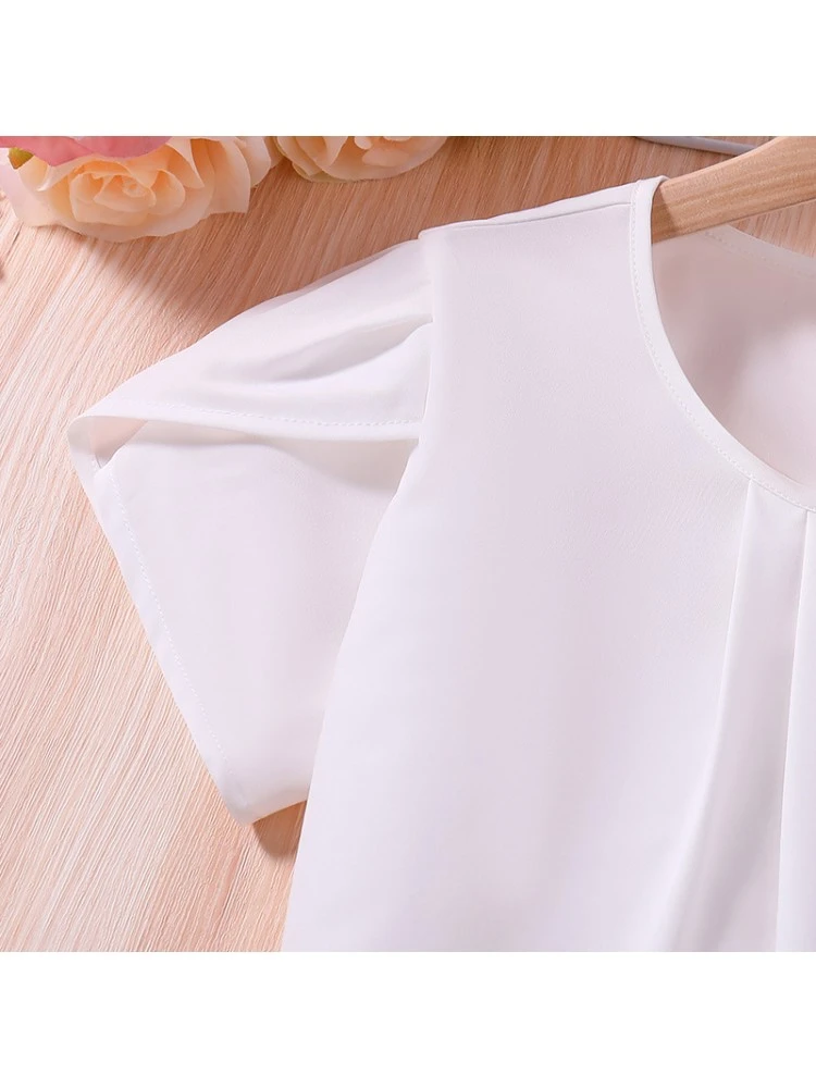 Patchwork Crewneck Short Sleeve Girl Dresses 5 Patchwork Crewneck Short Sleeve Girl Dresses - Image 5