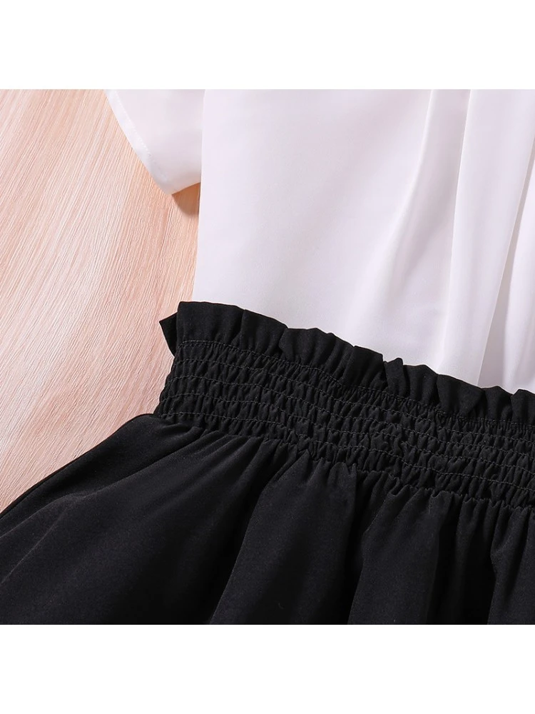 Patchwork Crewneck Short Sleeve Girl Dresses 8 Patchwork Crewneck Short Sleeve Girl Dresses - Image 8