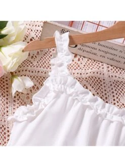 Solid Color Spaghetti Straps Sleeveless Girl Dresses -Kids Clothing Shop P 20240612143217356 910