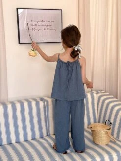 Solid Color Spaghetti Straps Cotton Girl Clothing Sets -Kids Clothing Shop P 20240613085206206 185