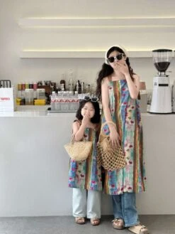 Flower Halter Neck Off Shoulder Family Sets