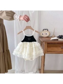 Colorblock Spaghetti Straps Cotton Rompers