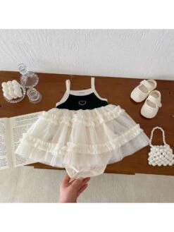 Colorblock Spaghetti Straps Cotton Rompers -Kids Clothing Shop P 20240613103222555 112