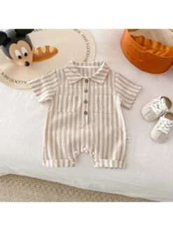 Striped Vertical Single Breasted Rompers -Kids Clothing Shop P 20240613105215998 855