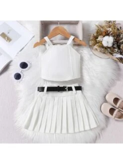 Pleated Spaghetti Straps A-line Girl Clothing Sets -Kids Clothing Shop P 20240613110404241 578
