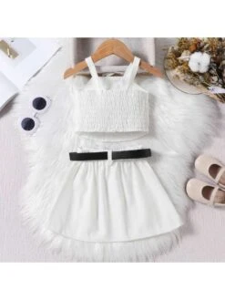 Pleated Spaghetti Straps A-line Girl Clothing Sets -Kids Clothing Shop P 20240613110405455 895