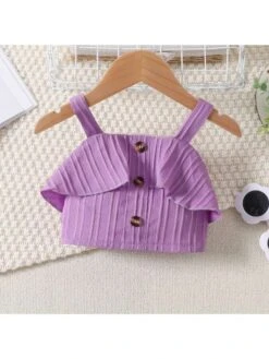 Pure Color Ruffle Cropped Girl Clothing Sets -Kids Clothing Shop P 20240613111204531 167