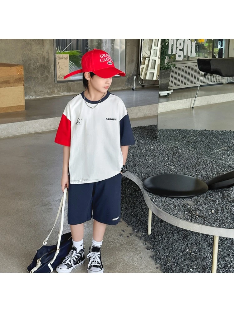 Colorblock Patchwork Leisure Boy Clothing Sets 2 Colorblock Patchwork Leisure Boy Clothing Sets - Image 2